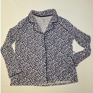 Roudelain Womens 2PC Pajama Set‎ Leopard Navy/Pink Small Cozy Sleepwear PJs NWT